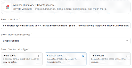 vfairs ai summary and chapterization tool