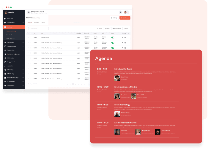 Easily Manage Sessions and Agendas