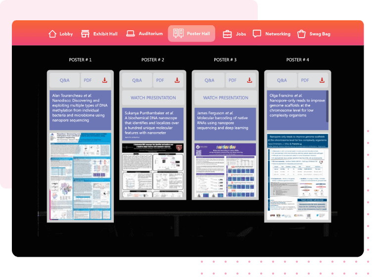 Poster wall at a virtual event